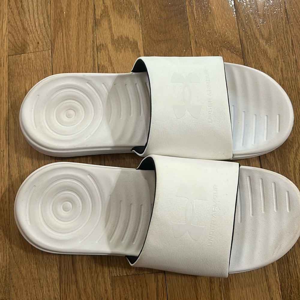 White Under Armour Slides